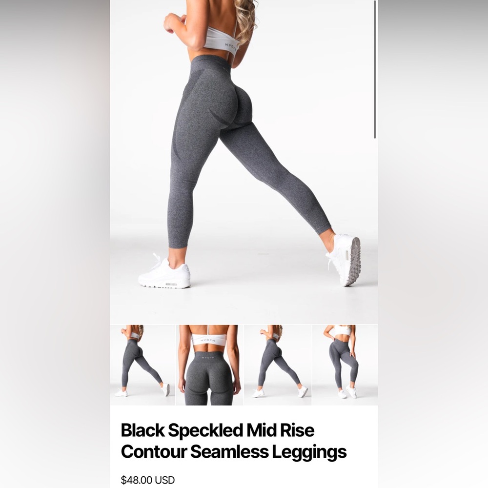 NVGTN Black Speckled Mis Rise Contour Seamless Leggings